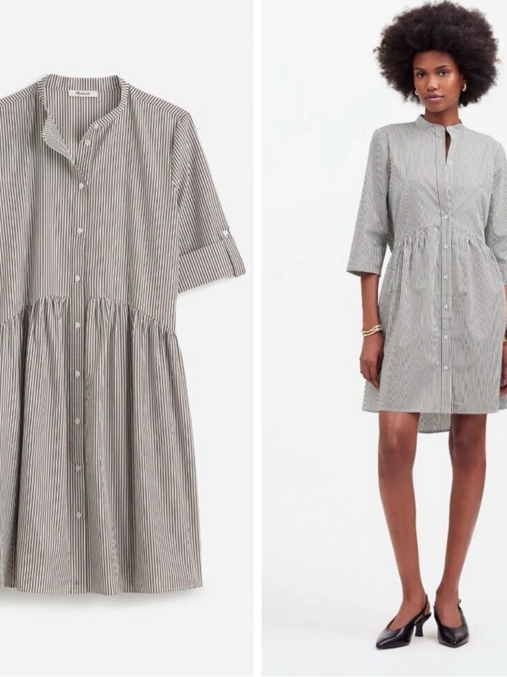 Madewell Black & White Striped Button-Front Mini Dress